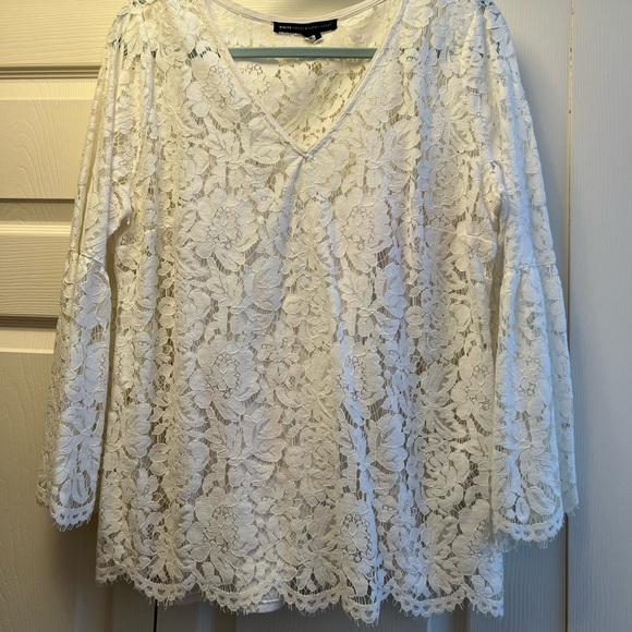 White House Black Market Tops - Women’s  size Large Cream Laced White House Black Market Shirt